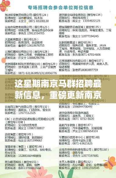 南京马群本周招聘重磅更新,职位大放送,求职机会来临!