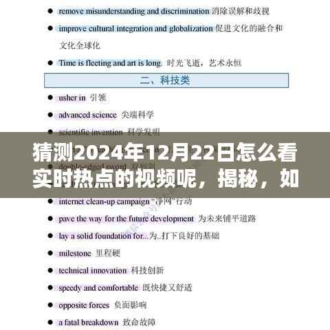揭秘,如何观看2024年12月22日实时热点视频,掌握最新资讯潮流动态